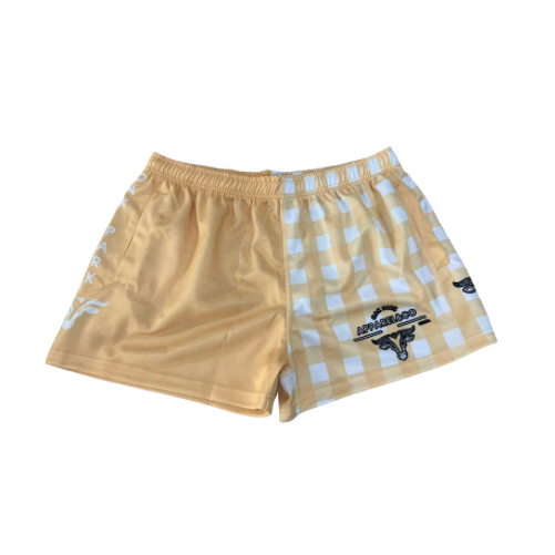 Yellow Gingham Footy Shorts